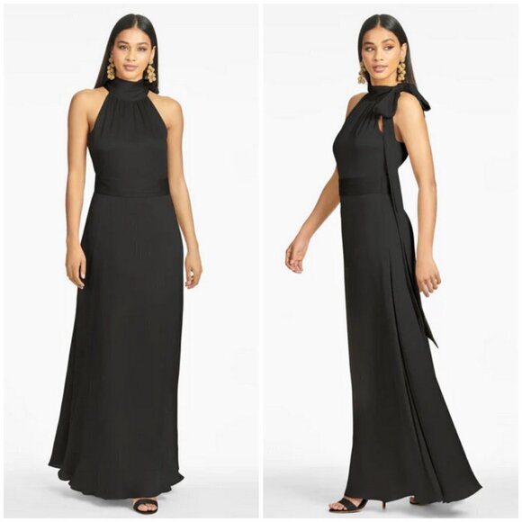 💕SACHIN & BABI💕 Kayla Halter Gown ~ Black 6 NWOT